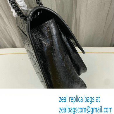 Saint Laurent Niki Large Bag in Crinkled Vintage Leather 498883 Black