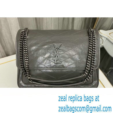 Saint Laurent Niki Large Bag in Crinkled Vintage Leather 498883 Etoupe