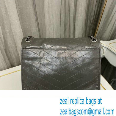 Saint Laurent Niki Large Bag in Crinkled Vintage Leather 498883 Gray