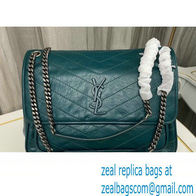 Saint Laurent Niki Large Bag in Crinkled Vintage Leather 498883 Green