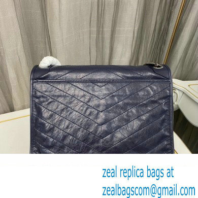 Saint Laurent Niki Large Bag in Crinkled Vintage Leather 498883 Navy Blue