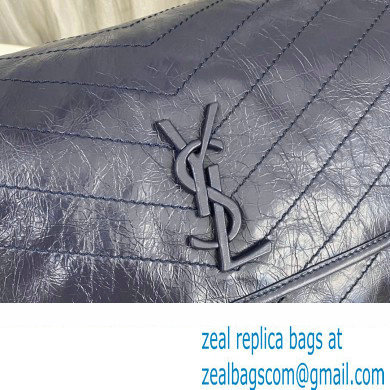Saint Laurent Niki Large Bag in Crinkled Vintage Leather 498883 Navy Blue - Click Image to Close