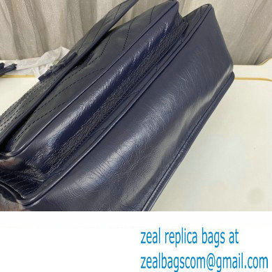Saint Laurent Niki Large Bag in Crinkled Vintage Leather 498883 Navy Blue - Click Image to Close