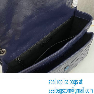 Saint Laurent Niki Large Bag in Crinkled Vintage Leather 498883 Navy Blue - Click Image to Close