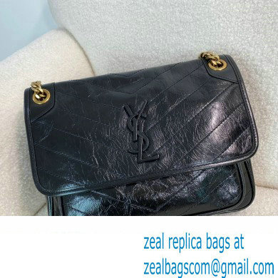 Saint Laurent Niki medium Bag black in vintage leather with gold hardware(original quality)
