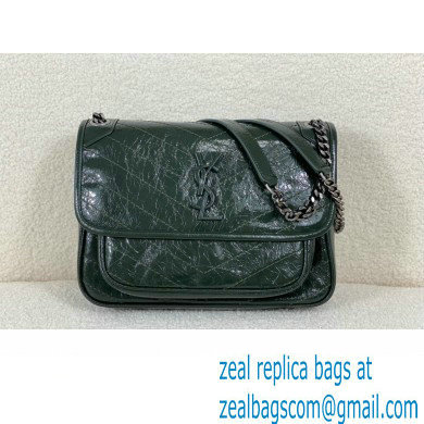 Saint Laurent Niki medium Bag green in vintage leather with silver hardware(original quality)