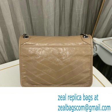 Saint Laurent Niki medium Bag in Crinkled Vintage Leather 633158 Apricot