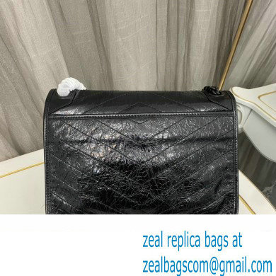 Saint Laurent Niki medium Bag in Crinkled Vintage Leather 633158 Black