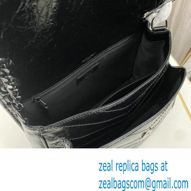 Saint Laurent Niki medium Bag in Crinkled Vintage Leather 633158 Black