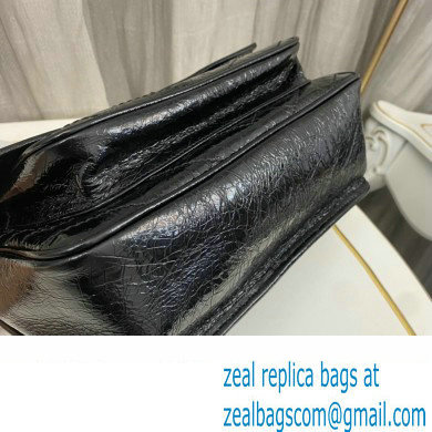 Saint Laurent Niki medium Bag in Crinkled Vintage Leather 633158 Black