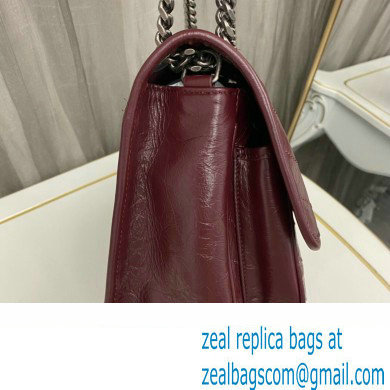 Saint Laurent Niki medium Bag in Crinkled Vintage Leather 633158 Burgundy - Click Image to Close