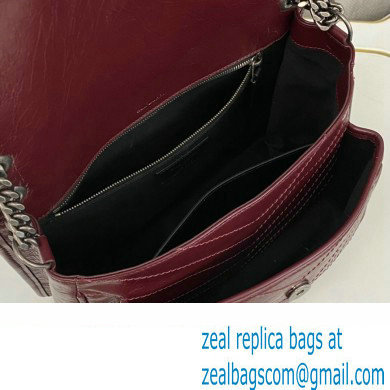 Saint Laurent Niki medium Bag in Crinkled Vintage Leather 633158 Burgundy - Click Image to Close