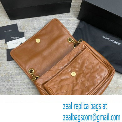 Saint Laurent Niki medium Bag in Crinkled Vintage Leather 633158 Caramel