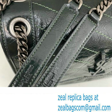 Saint Laurent Niki medium Bag in Crinkled Vintage Leather 633158 Dark Green - Click Image to Close