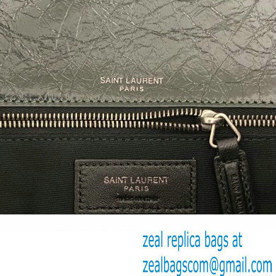 Saint Laurent Niki medium Bag in Crinkled Vintage Leather 633158 Dark Green - Click Image to Close