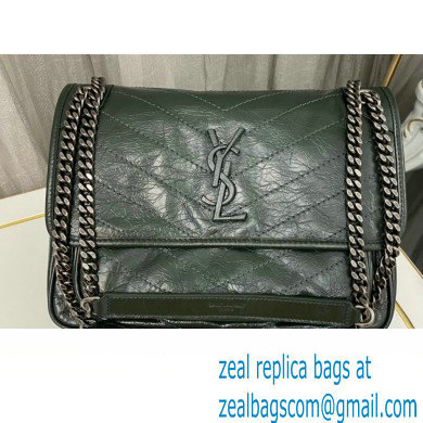 Saint Laurent Niki medium Bag in Crinkled Vintage Leather 633158 Emerald Green - Click Image to Close