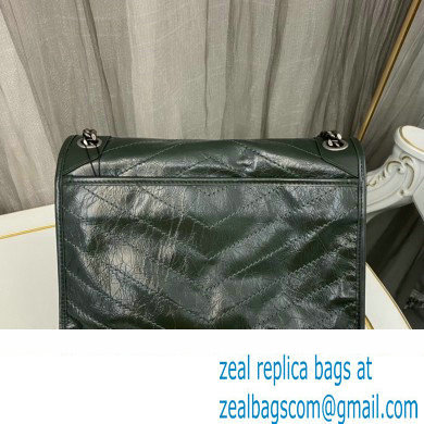 Saint Laurent Niki medium Bag in Crinkled Vintage Leather 633158 Emerald Green