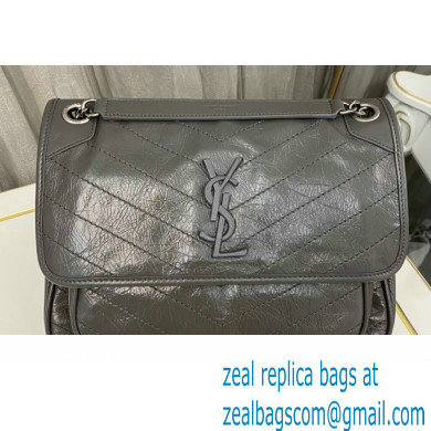 Saint Laurent Niki medium Bag in Crinkled Vintage Leather 633158 Etoupe