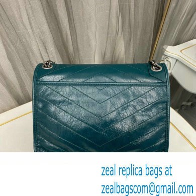 Saint Laurent Niki medium Bag in Crinkled Vintage Leather 633158 Green - Click Image to Close