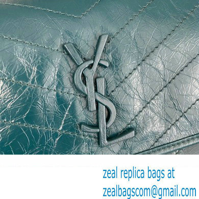 Saint Laurent Niki medium Bag in Crinkled Vintage Leather 633158 Green