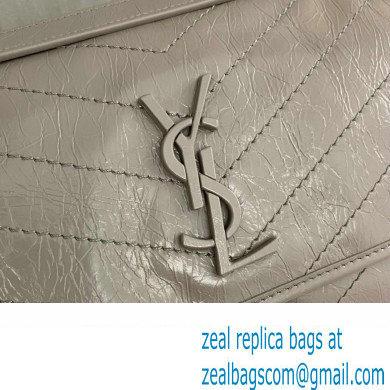 Saint Laurent Niki medium Bag in Crinkled Vintage Leather 633158 Light Gray - Click Image to Close