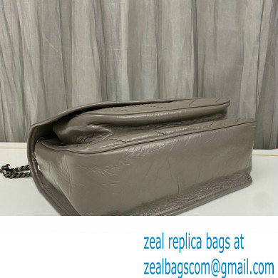 Saint Laurent Niki medium Bag in Crinkled Vintage Leather 633158 Light Gray - Click Image to Close