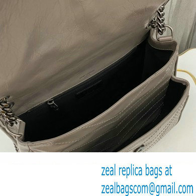 Saint Laurent Niki medium Bag in Crinkled Vintage Leather 633158 Light Gray