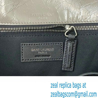 Saint Laurent Niki medium Bag in Crinkled Vintage Leather 633158 Light Gray