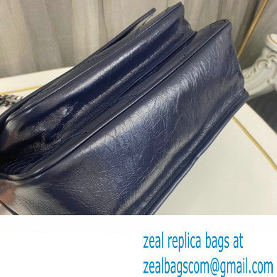 Saint Laurent Niki medium Bag in Crinkled Vintage Leather 633158 Navy Blue