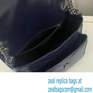 Saint Laurent Niki medium Bag in Crinkled Vintage Leather 633158 Navy Blue - Click Image to Close