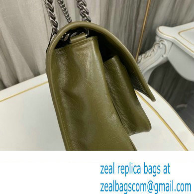 Saint Laurent Niki medium Bag in Crinkled Vintage Leather 633158 Olive Green