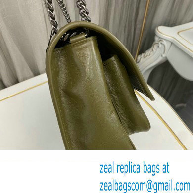 Saint Laurent Niki medium Bag in Crinkled Vintage Leather 633158 Olive Green - Click Image to Close