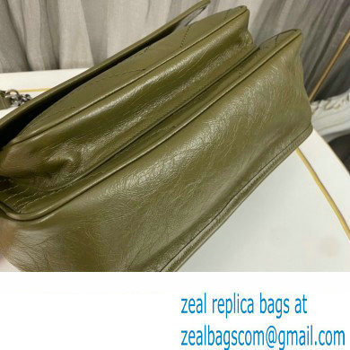 Saint Laurent Niki medium Bag in Crinkled Vintage Leather 633158 Olive Green - Click Image to Close