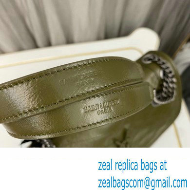 Saint Laurent Niki medium Bag in Crinkled Vintage Leather 633158 Olive Green - Click Image to Close