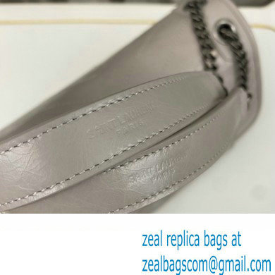 Saint Laurent Niki medium Bag in Crinkled Vintage Leather 633158 Pale Gray - Click Image to Close