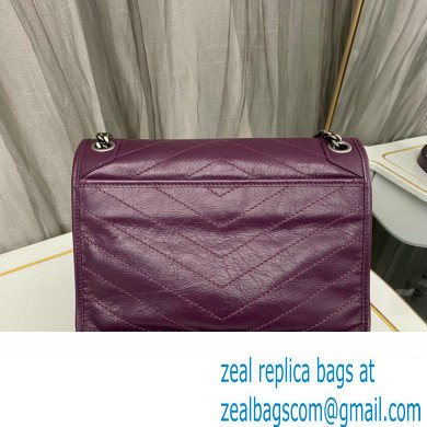 Saint Laurent Niki medium Bag in Crinkled Vintage Leather 633158 Purple - Click Image to Close