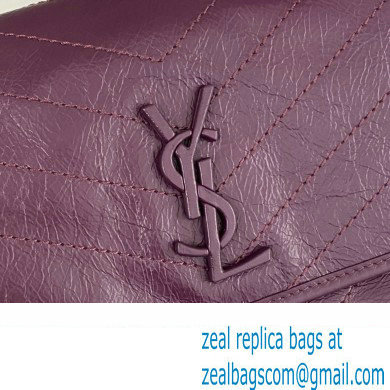 Saint Laurent Niki medium Bag in Crinkled Vintage Leather 633158 Purple