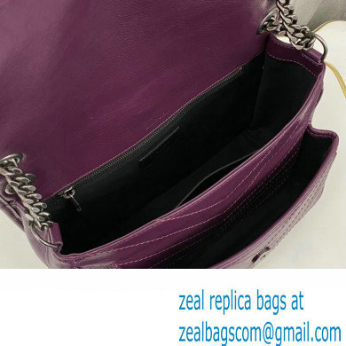 Saint Laurent Niki medium Bag in Crinkled Vintage Leather 633158 Purple - Click Image to Close