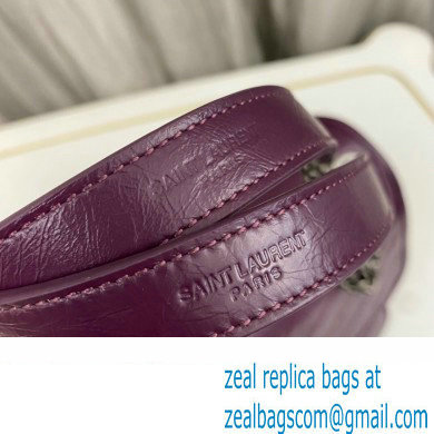 Saint Laurent Niki medium Bag in Crinkled Vintage Leather 633158 Purple - Click Image to Close