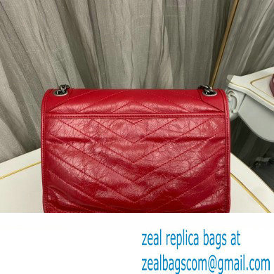Saint Laurent Niki medium Bag in Crinkled Vintage Leather 633158 Red - Click Image to Close