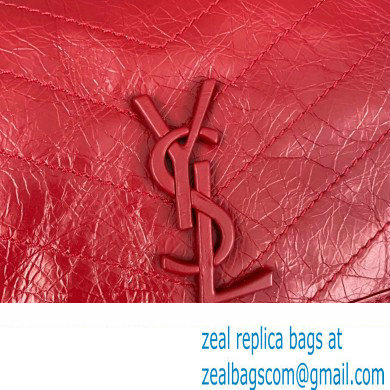 Saint Laurent Niki medium Bag in Crinkled Vintage Leather 633158 Red - Click Image to Close