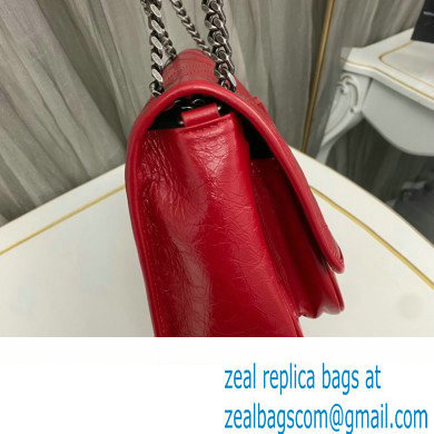 Saint Laurent Niki medium Bag in Crinkled Vintage Leather 633158 Red - Click Image to Close