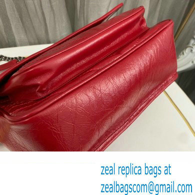 Saint Laurent Niki medium Bag in Crinkled Vintage Leather 633158 Red - Click Image to Close