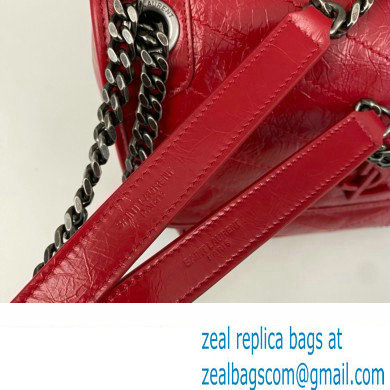 Saint Laurent Niki medium Bag in Crinkled Vintage Leather 633158 Red