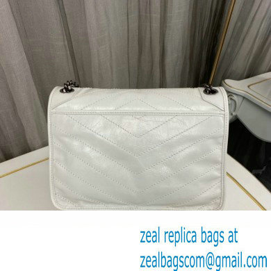 Saint Laurent Niki medium Bag in Crinkled Vintage Leather 633158 White - Click Image to Close