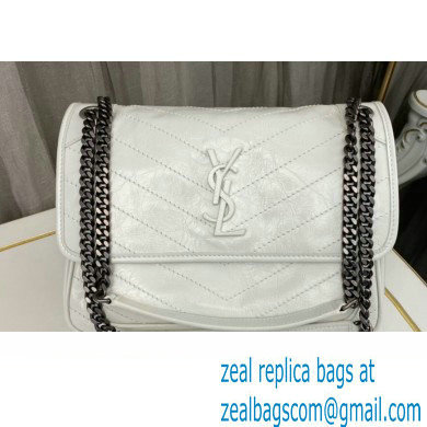 Saint Laurent Niki medium Bag in Crinkled Vintage Leather 633158 White - Click Image to Close