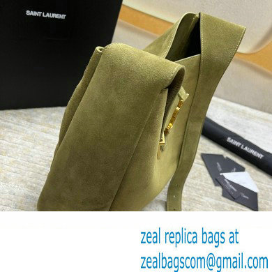 Saint Laurent le 5 à 7 supple Large Bag in Suede 753837 Green - Click Image to Close