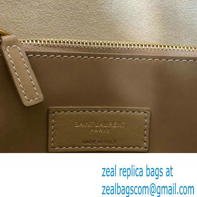 Saint Laurent le 5 à 7 supple small Bag 713938 Brown Leather/White Canvas