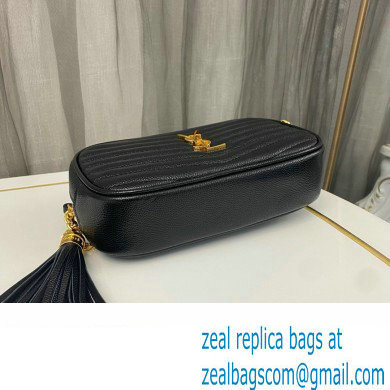 Saint Laurent lou mini bag in quilted grain de poudre embossed leather 612579 Black/Gold