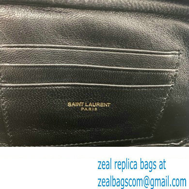 Saint Laurent lou mini bag in quilted grain de poudre embossed leather 612579 Black/Gold